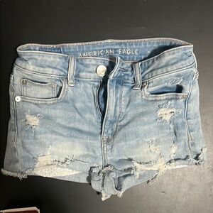 American Eagle Outfitters Blue Distressed Jean Shorts
